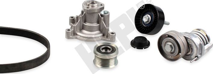 Water Pump + V-Ribbed Belt Kit Hepu. Артикул PK05700