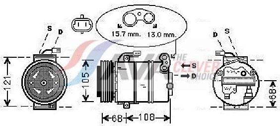 Компрессор кондиционера AVA ** CLEVER FIT ** для Opel Astra G 1998-2009. Артикул OLAK138
