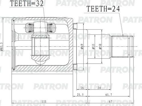 Шрус внутренний (граната) Patron. Артикул PCV2172