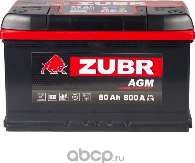 80 Ah ZUBR AGM R+ Zubr. Артикул AGMVRL480ZUBR