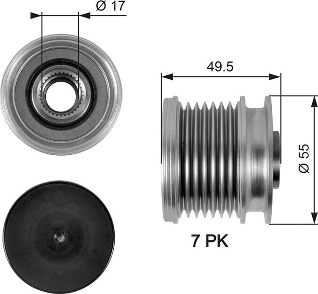 Муфта генератора обгонная Gates DriveAlign®. Артикул OAP7086