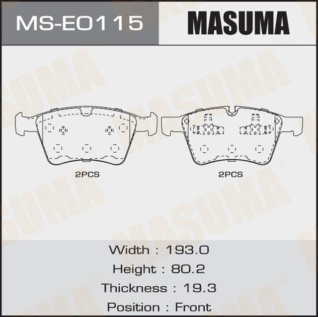 Колодки дисковые MASUMA, P50115 front (1/6) Masuma. Артикул MSE0115
