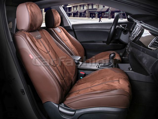 Чехлы универсальные каркасные CarFashion 5D Start на передние сидения авто, цвет Кофе/Кофе/Кофе. Артикул 21071