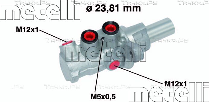 Тормозной цилиндр главный Metelli (алюминий). Артикул 05-0749