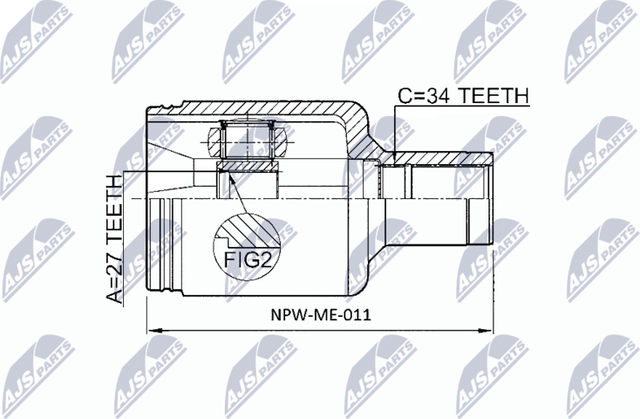 Шрус внутренний (граната) NTY. Артикул NPW-ME-011