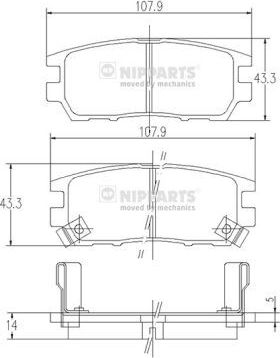 Тормозные колодки Nipparts задние для Mitsubishi Pajero Sport I 2002-2008. Артикул J3615005
