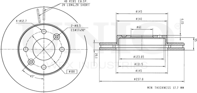 Диск тормозной (Unio). Артикул BRD-20079