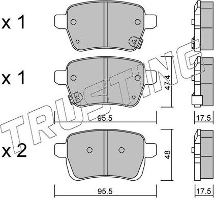 Тормозные колодки Trusting задние для Fiat Tipo 356 2016-2026. Артикул 1036.0