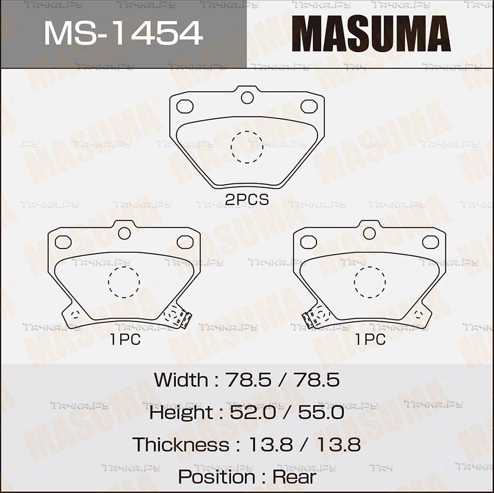 Тормозные колодки Masuma задние для Toyota Corolla E120, E130 2001-2008. Артикул MS-1454
