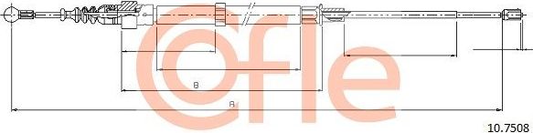 Трос ручника (тросик ручного тормоза) Cofle. Артикул 92.10.7508