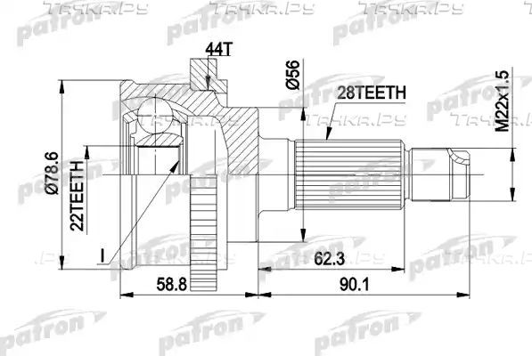 Шрус наружный (граната) Patron. Артикул PCV3850A