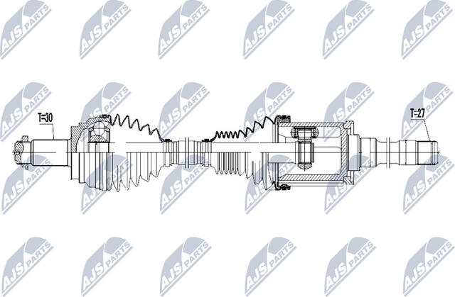 Полуось (привод в сборе, приводной вал) NTY передняя правая для BMW X6 II (F16) 2014-2019. Артикул NPW-BM-040
