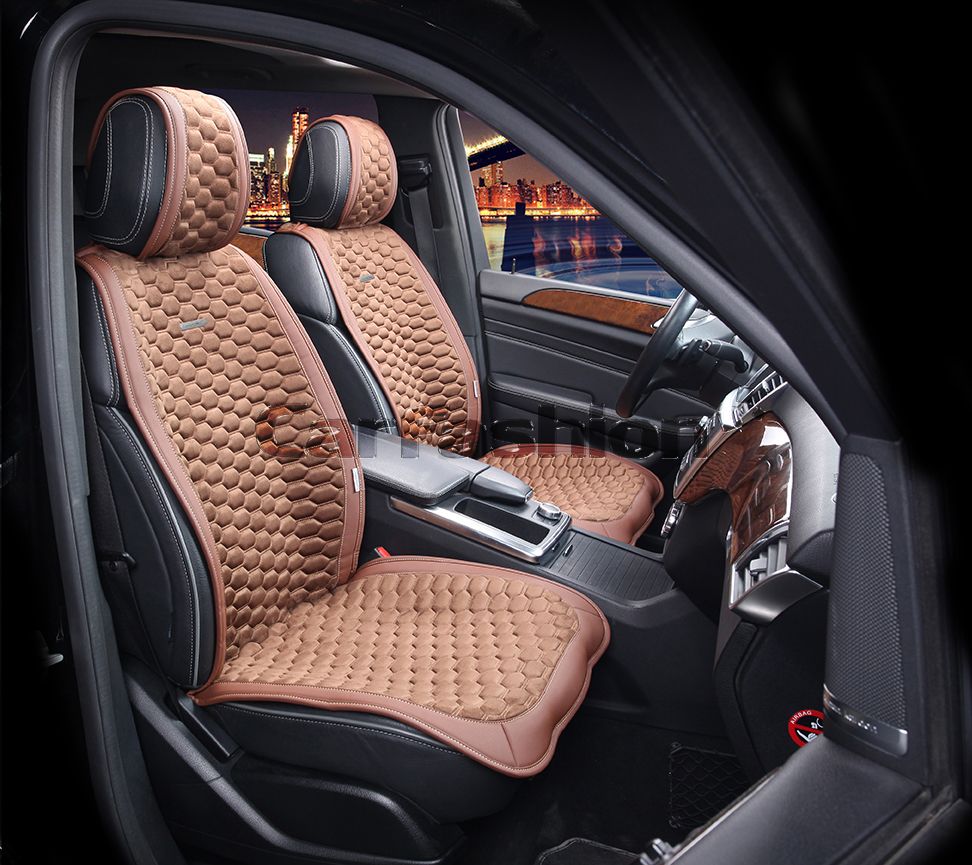 Накидки универсальные CarFashion Capri на передние сидения авто, цвет Коричневый/Коричневый/Светло-коричневый. Артикул 21873