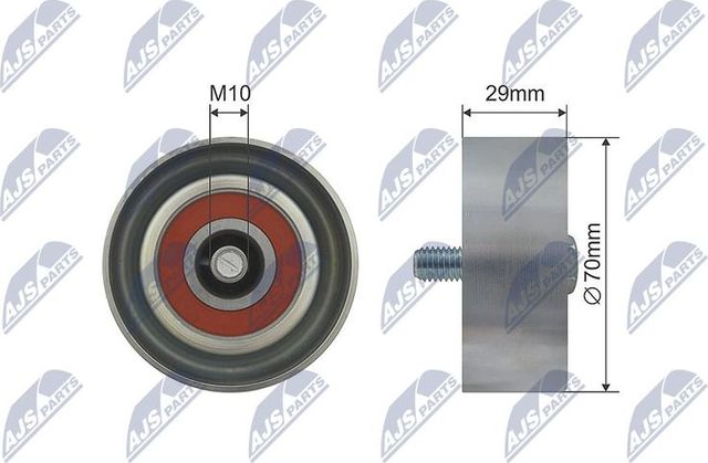 Направляющий (ведущий) ролик приводного поликлинового ремня NTY (полимерный материал). Артикул RNK-KA-007