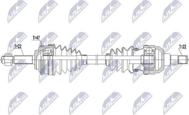 Полуось (привод в сборе, приводной вал) NTY. Артикул NPW-DW-045