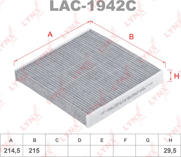 Салонный фильтр LYNXauto. Артикул LAC-1942C