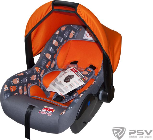 Автокресло детское PSV Little Car Sweet 0-13кг. Совы-оранжевый. Артикул 126291