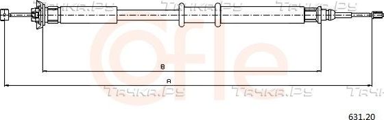 Трос ручника (тросик ручного тормоза) Cofle. Артикул 631.20