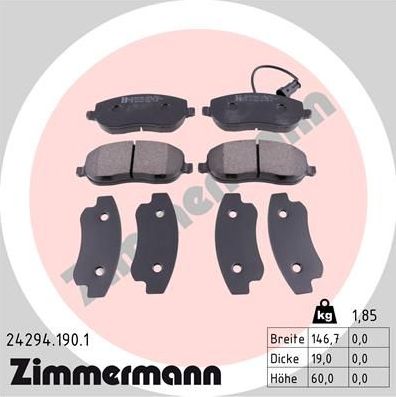 Тормозные колодки Zimmermann. Артикул 24294.190.1