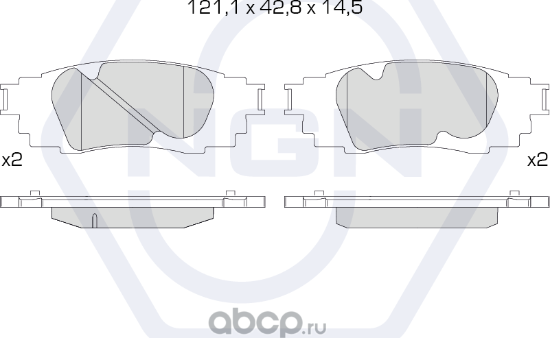 Колодки тормозные керамические, задние (NGN). Артикул 3502498