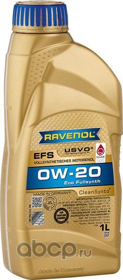 Масло моторное EFS 0W-20 1л (синтетика+ПАО) (Ravenol). Артикул 1111105001