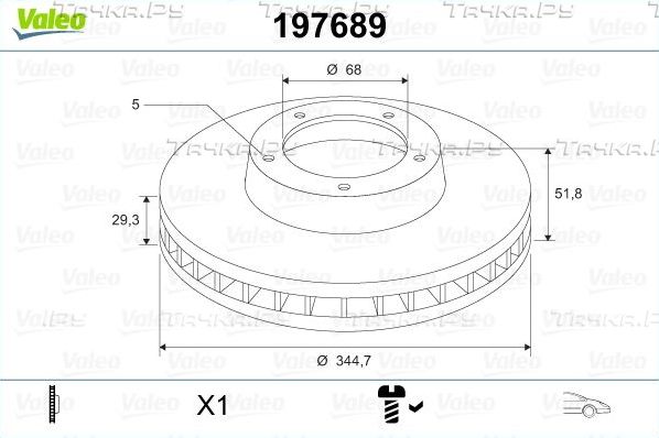 Тормозной диск Valeo передний для Audi S4 IV (B8) 2008-2011. Артикул 197689
