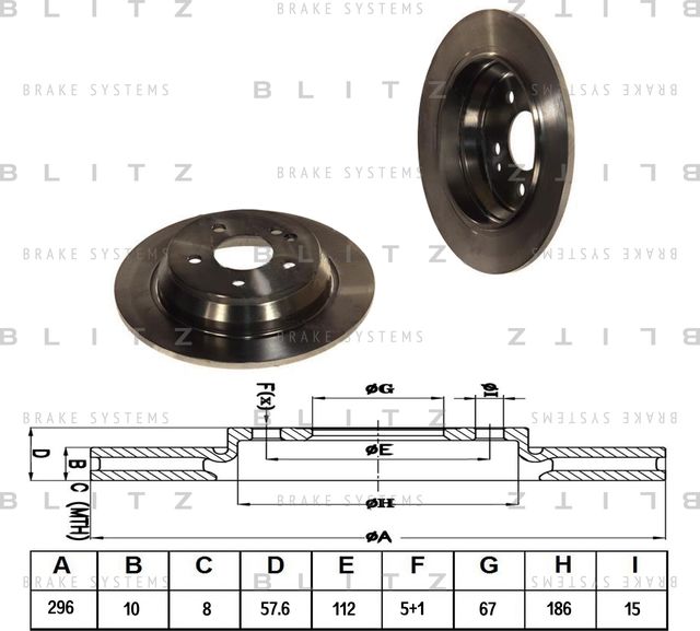 Диск тормозной MB W639 03- задн. (Blitz). Артикул BS0194