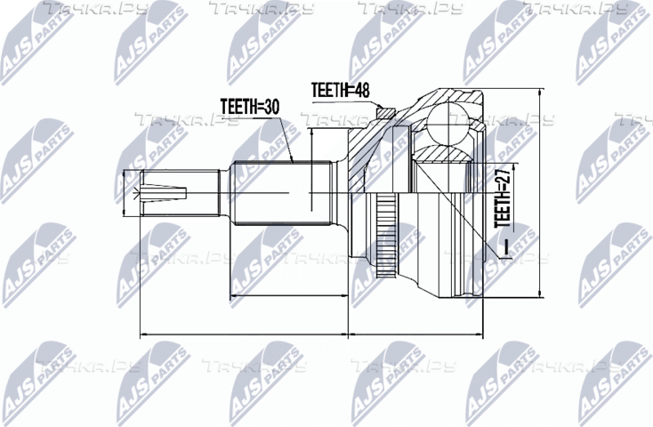 Шрус внутренний (граната) NTY передний правый для Toyota Alphard I 2003-2008. Артикул NPZ-TY-094