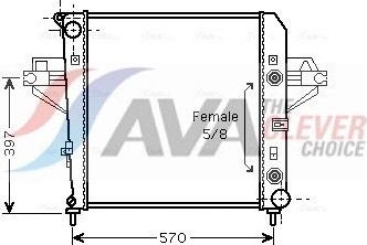Радиатор охлаждения двигателя AVA ** CLEVER FIT ** для Jeep Cherokee III (KJ) 2001-2008. Артикул JE2043