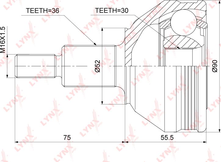 Шрус наружный (граната) LYNXauto. Артикул CO-3909