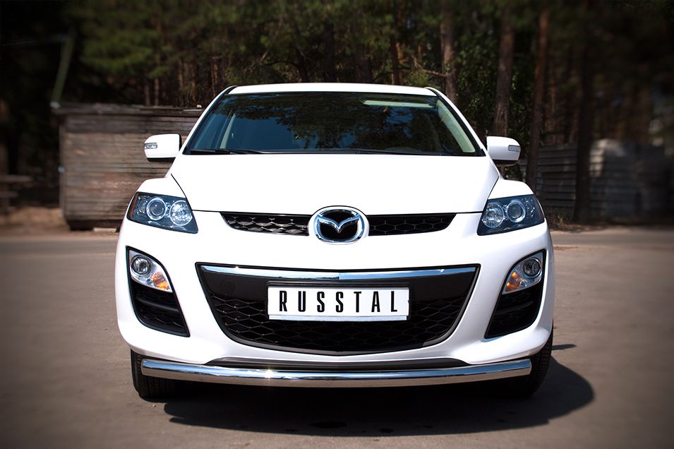 Защита RusStal переднего бампера d63 (дуга) для Mazda CX-7 2010-2013. Артикул MC7Z-000641
