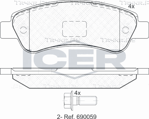Тормозные колодки Icer задние для Peugeot Boxer III 2006-2026. Артикул 141804