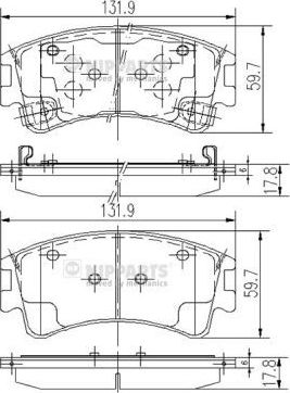 Тормозные колодки Nipparts передние для Mazda 6 I (GG) 2002-2008. Артикул J3603056