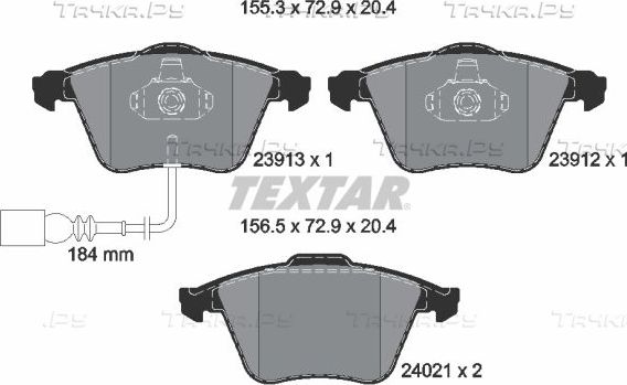 Тормозные колодки Textar Q+ передние для Volkswagen Golf VII 2012-2016. Артикул 2391301