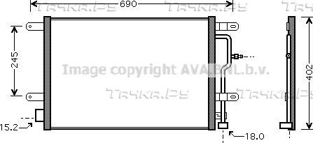 Радиатор кондиционера (конденсатор) AVA (алюминий). Артикул AI5199