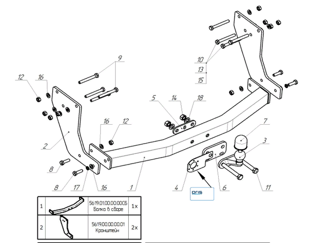 Фаркоп Oris (ранее Bosal) для Sollers Atlant короткая база 2022-2026. Фланцевое крепление. Артикул 5619-F