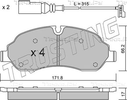 Тормозные колодки Trusting передние для Ford Transit Custom I 2012-2026. Артикул 1056.0