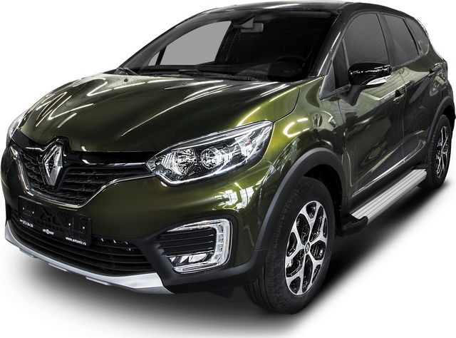 Пороги алюминиевые Rival Silver для Renault Kaptur 2016-2020. Артикул F173AL.4703.1