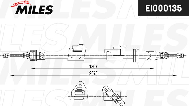 Трос ручника (тросик ручного тормоза) Miles задний левый для Ford S-MAX I 2007-2014. Артикул EI000135