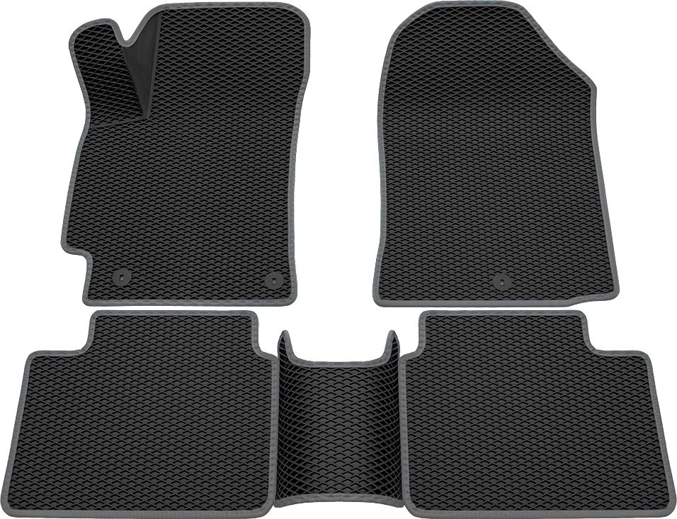 Коврики Rezkon 3D EVA ромб резиновые для салона Hyundai Elantra VI 2015-2020 Серый кант. Артикул 9220015402