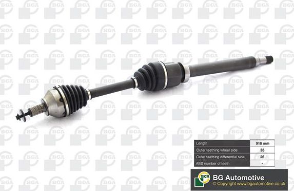 Полуось (привод в сборе, приводной вал) BGA передняя правая для Volvo V50 I 2004-2010. Артикул DS2332R