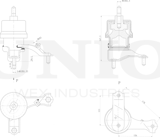Опора двигателя (Unio). Артикул RMP-15147