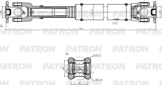 Вал карданный TOYOTA: Land Cruiser 120150 Prado 2009-, Hilux 2005-2015, 4 RunnerHilux Surf 1995- (Patron). Артикул PKR036