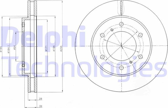 Тормозной диск Delphi передний для Fiat Fullback I 2016-2026. Артикул BG4257