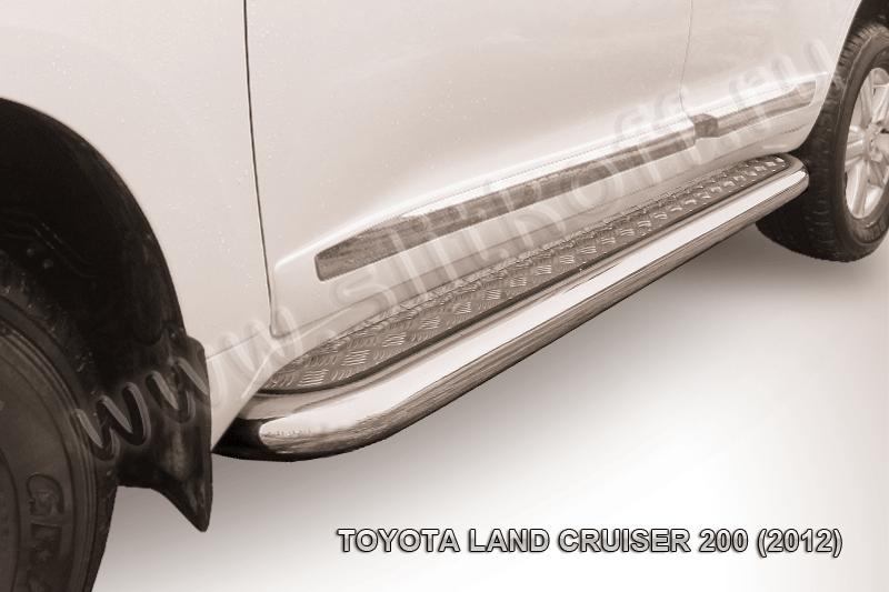 Пороги Slitkoff труба d76 с листом для Toyota Land Cruiser 200 2012-2013. Артикул TLC2-12-015