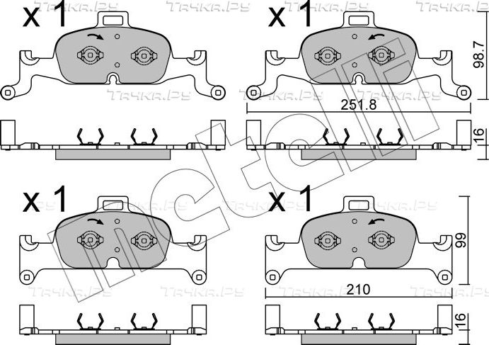 Тормозные колодки Metelli передние для Audi A4 V (B9) 2015-2026. Артикул 22-1126-0