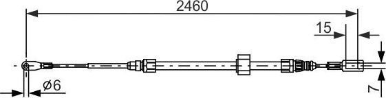 Трос ручника (тросик ручного тормоза) Bosch. Артикул 1 987 477 855