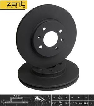 Тормозной диск Zentparts передний для Kia Rio III 2011-2017. Артикул Z06251