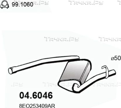 Глушитель Asso для Audi A4 II (B6) 2000-2004. Артикул 04.6046