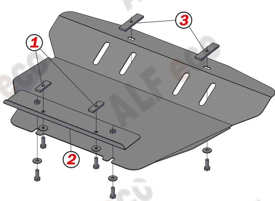 Защита алюминиевая Alfeco для картера и КПП Mercedes-Benz С-класс W202 E 1993-1997. Артикул ALF.36.03 AL4
